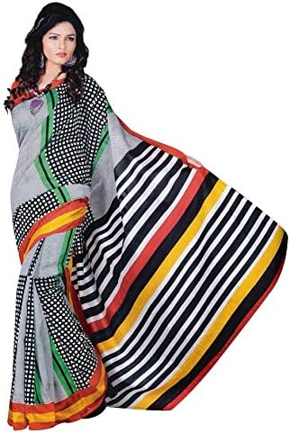 Stylowoman Women's Cotton Silk Saree With Unstitched Blouse One Size Checkered Grey/Green