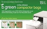15-inch Plastic Compactor Green Bags 100% Biodegradable / Degradable, 15-Pack, Planet Friendly