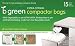 15-inch Plastic Green Compactor Bags 100% Biodegradable / Degradable, 15-Pack, Planet Friendly