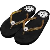 NFL Pittsburgh Steelers Ladies Wedge Flip Flops - Black (5/6)