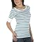 Juniors Mossimo® Red: Striped Elbow-Sleeve Tissue Tee- White/ Starfish Aqua