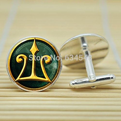 Pretty Lee Percy Jackson Inspired In Silver Cufflinks Glass Cabochon Cufflinks C3076