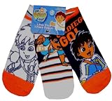 Go Diego Go - Orange/Navy 3 Pair Novelty Socks for boys