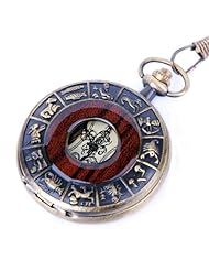 Skeleton Pocket Watch Chain Mechanical Hand Wind Vintage Zodiac Design Full Hunter Value Quality - PW15