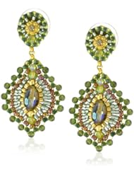 Miguel Ases Small Green Jade Lotus Drop Earrings
