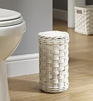 White Rattan Toilet Roll Holder