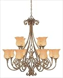 12 Light Chandelier - Cottonwood Finish : Soft Cream Marble Glass