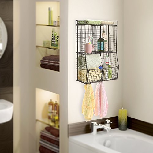 Wall Mounted Collapsible Metal Wire Mesh Storage Basket Shelf Organizer Rack New eBay