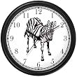 Zebra (Angled View) African Animal Wall Clock by WatchBuddy Timepieces (Black Frame)