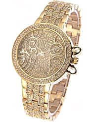 Stylish Fully-jewelled Quartz Bracelet Style Wrist Watch Analog Watch with Round Case for Woman Lady - Gold SWWM1-226930