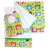 Happy Faces Bib, Burp Cloth and Receiving Blanket Set