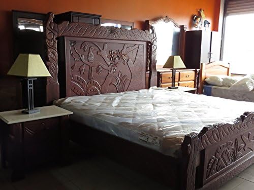 "Llineth Galleries" Costa Rican, Cenizaro Wood, Kingsize Carved Bed