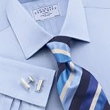 Charles Tyrwhitt Sky Herringbone Classic Dress Shirt (Double Cuff)