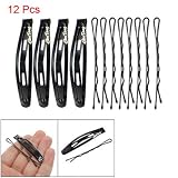 Black Metal Hair Clips Bow Prong Bobby Pin Barrette 12 Pcs