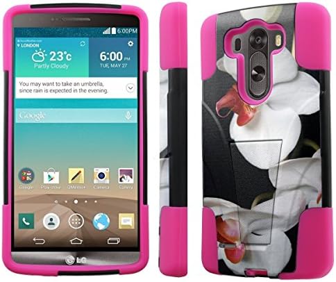 [NakedShield] LG G3 [White Orchid] Armor Tough Shock Proof KickStand Black/Hot Pink Phone Case