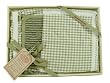 Beige Stripe Pot Holder Apron Set - French vintage style boxed gift set with Apron and oven mitt.