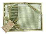 Beige Stripe Pot Holder Apron Set - French vintage style boxed gift set with Apron and oven mitt.