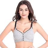 【妊婦専用】　授乳ブラジャー　マタニティ 授乳 兼用ブラ　ハーフトップ　綿　ノンワイヤ　前ボタン開閉　ストラップ調節が可能　4色展開　マタニティウェア インナー下着F003_Grey_XXL