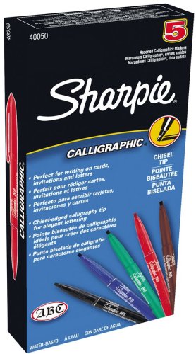 Sharpie Calligraphic Water Based Marker Starter Set, 5 Colored Markers (40050SH)
