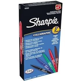 Sharpie Calligraphic Medium Point Water Based Markers, 5 Colored Markers(40050SH)
