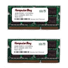 Komputerbay 8Go (2x 4GB) DDR3 SODIMM (204 pin) 1333Mhz PC3 10600 8 GB