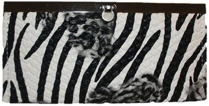 Women's Elegant Quad-Fold Long Clutch Wallet (Zebra and Grey Leopard Clutch 192-50)