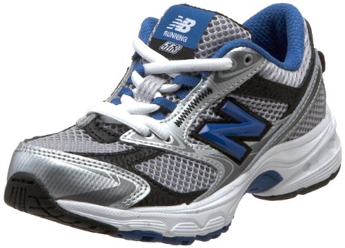 New Balance Kids' 533 Lace-Up Running Shoe,Silver/Blue,4 M US Big Kid