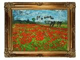 Art Reproduction Oil Painting - Van Gogh Paintings: Field of Poppies with Renaissance Bronze Frame - Bronze Finish - 40 X 50 - Hand Painted Framed Canvas Art