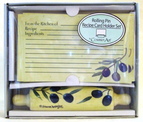 Olives Rolling Pin Recipe Card Holder Set