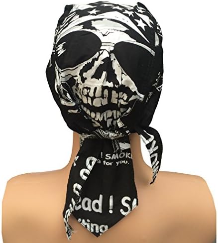 OWM Bandana Cap Cotton Back Side Printed Large Skull Head Wrap for Men