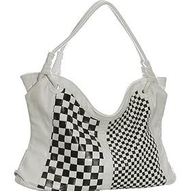 Oversized Dual Weave Satchel - Off White & Black, Brown or Purple