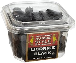 Lucky Country Licorice, Black, 16-Ounce Tubs (Pack of 4)