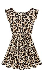 Linen Above the Knee Short Sleeves Leopard Print Mini Dress 