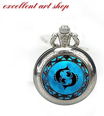 Pisces Pocket Watch, horoscope Wedding pocket watch gifts, Mens Watch,Step Father, Uncle Father pocket watch