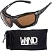 WYND Blocker Polarized Large Motorcycle Riding Sunglasses Sports Wrap Glasses, Black, Polarized Amber