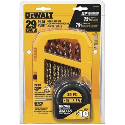 DEWALT DW1969TM Heavy Duty 29-Piece Pilot Point Set with FREE Tape Measure