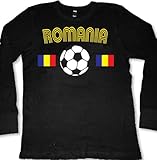Romania Flags International Soccer Mens Thermal Shirt, Romanian National Pride Mens Long Sleeve Thermal Shirt, Large, Black