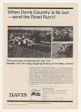 1972 Davis Road Run'r Trencher Backhoe Dozer Tractor Print Ad