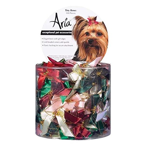 Aria Tiny Dog Bows Canister with Gold Beads, 100-Pack