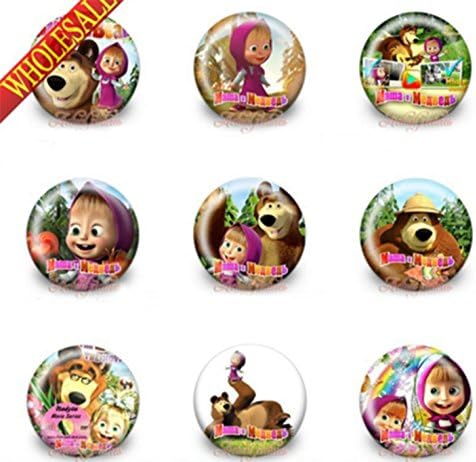 [RusToyShop] 10psc random Badge pin masha and bear kids birthday party favor childrens presents boys and girls gift party CAKE TOPPER supplies table party treats