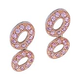 Oval Link Bubble Rose Gold CZ Pink Sapphire Earrings