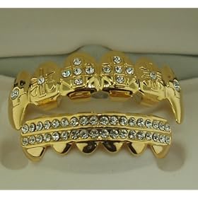 GRILLZ GOLD CZ VAMPIRE FANG SET GRILLS L022S019