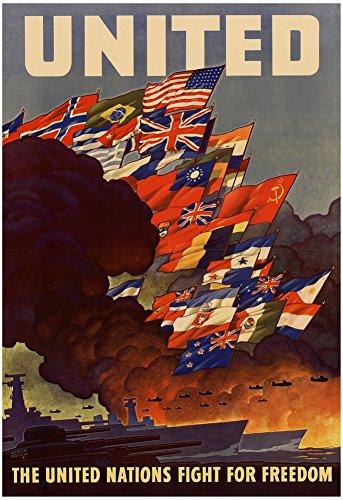 United The United Nations Fight for Freedom WWII War Propaganda Art Print Poster 13 x 19in