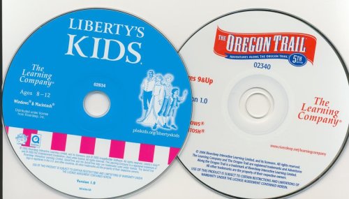 VideoGames: Lot 2 CD Oregon Trail 5th edition, Liberty Kids 5 th Pc Xp Vista Mac TLC The Learning Company