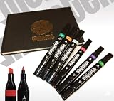 A5 Blackbook & 6 Twin Graffix Markers Black, Red, Blue, Green, Pink, Yellow