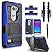 LG Escape 2 Case, LG Spirit LTE Case, Combo Rugged Shell Cover Holster with Built-in Kickstand and Holster Locking Belt Clip Blue + Circle(TM) Stylus Touch Screen Pen