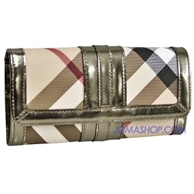 Burberry Metallic Leather Check Wallet 3463577
