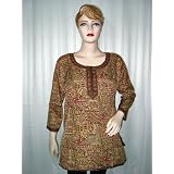 Women Crepe Top Multi Colour Floral Print Cream Base Top Casual Tunic Indian L