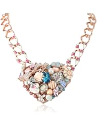 Betsey Johnson "Vintage Bows" Multi-Charm Large Heart Necklace, 20"