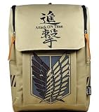 Backpacks Large Capacity Attack on Titan Backpack Canvas Rucksack Anime Book Bag Laptop Bag Beige Style, 27*44*14cm